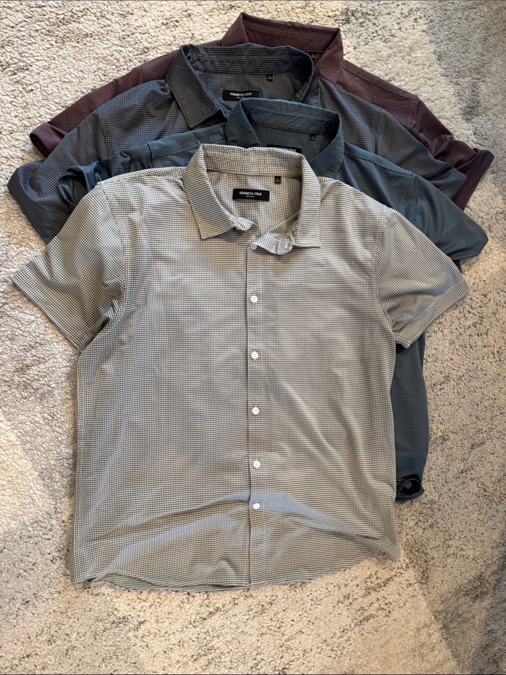 Kenneth Cole Short Sleeve Button-Down Shirts in Beige, Blue, Gray, Brown